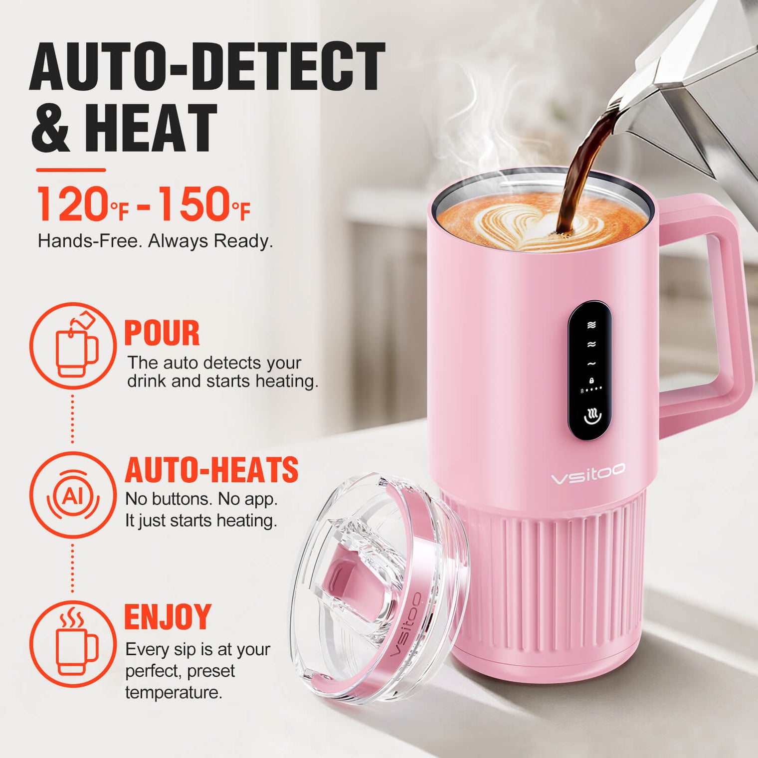 VSITOO AI Self-Heated Coffee Travel Mug-S5 Pro