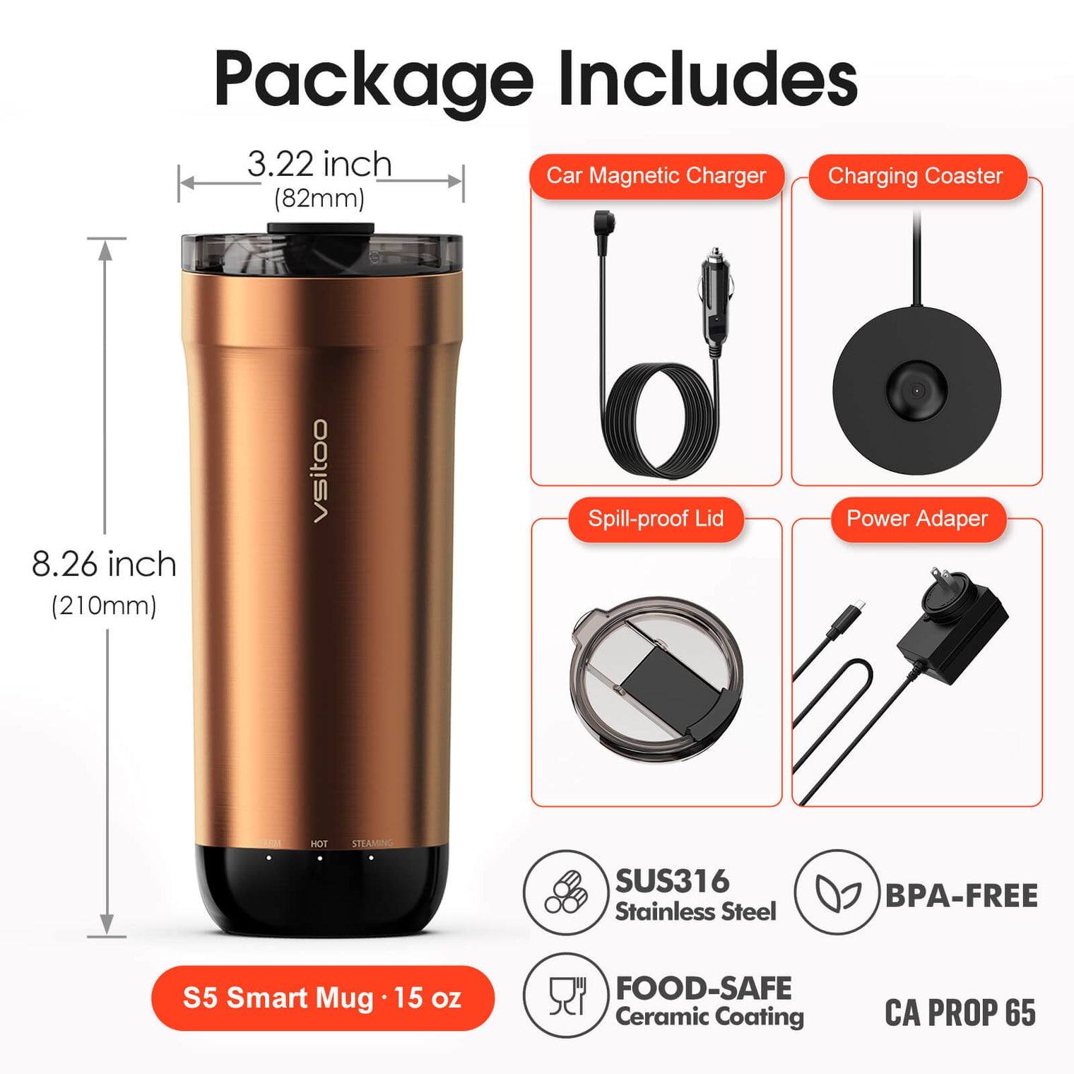VSITOO AI Self-Heated Coffee Travel Mug-S5 VSITOO