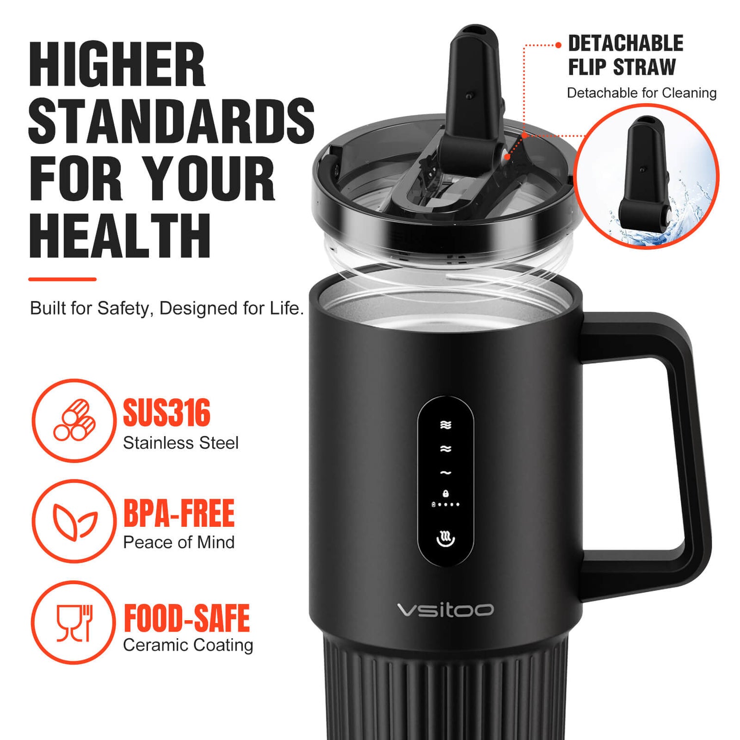 VSITOO AI Self-Heated Coffee Travel Mug-S5 Pro