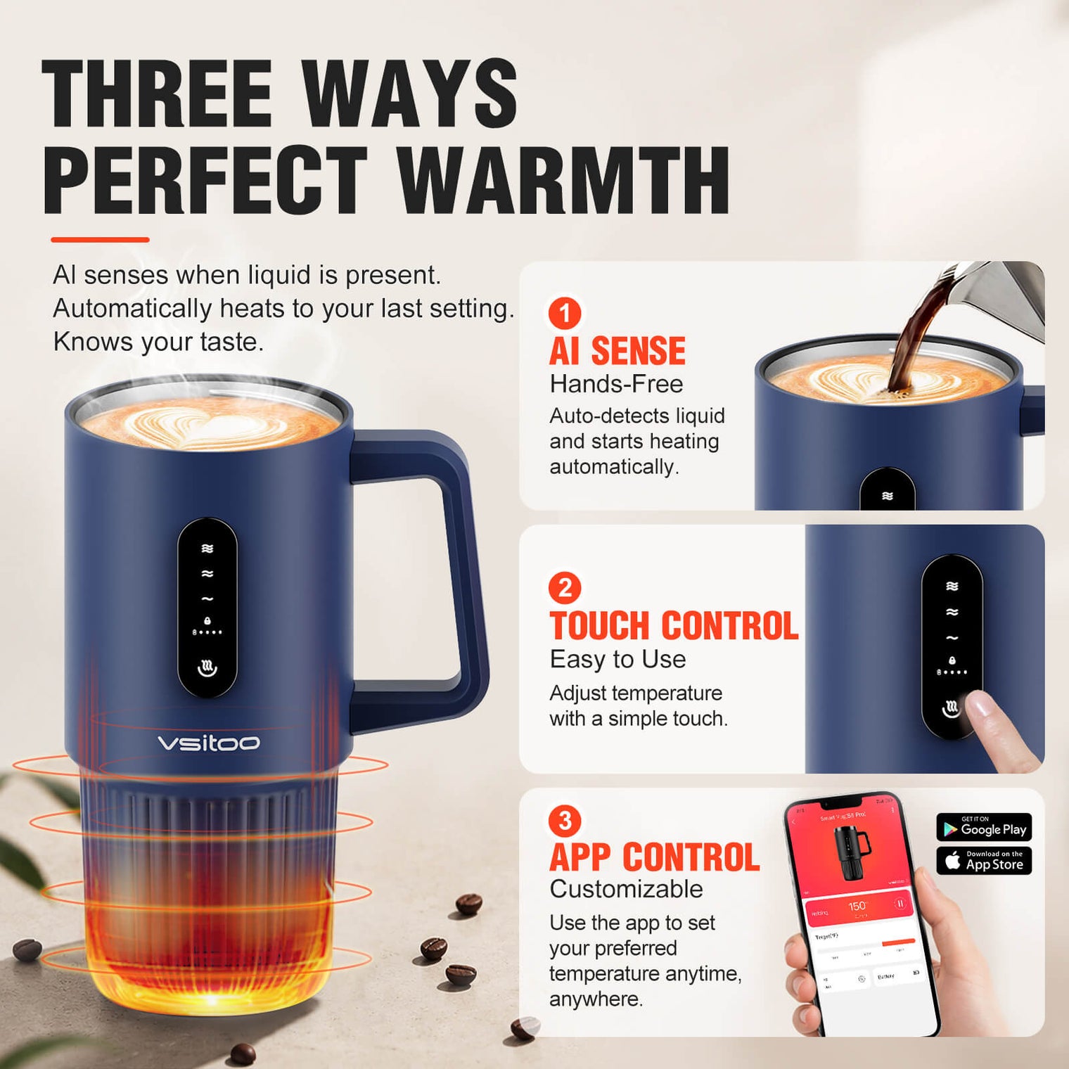 VSITOO AI Self-Heated Coffee Travel Mug-S5 Pro