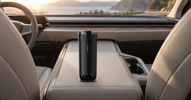 s5-smart-travel-mug in a car-console scene