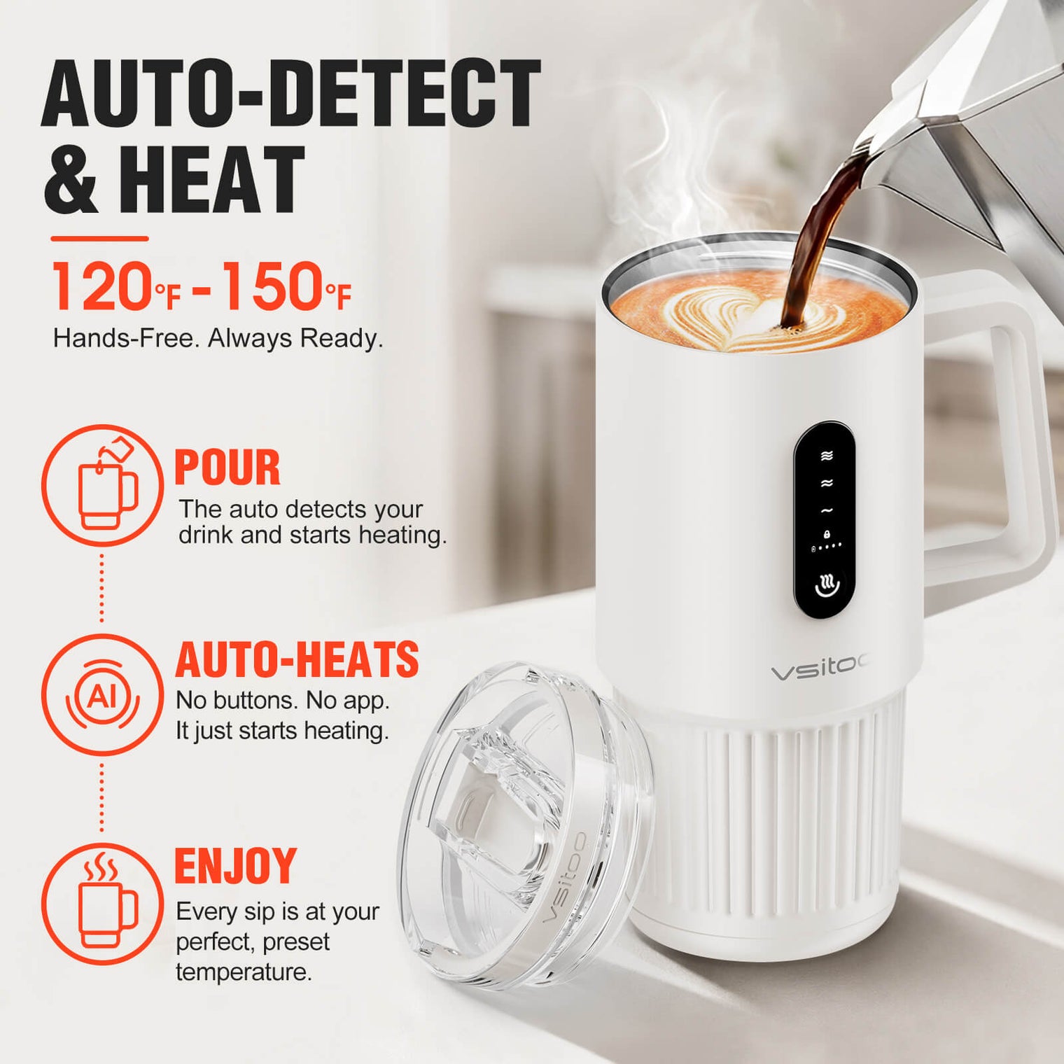 VSITOO AI Self-Heated Coffee  Travel Mug-S5 Pro