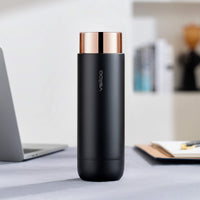 Vsitoo H1 Black smart travel mug, 15oz coffee mug sizes, self heating coffee when you charge on your car.