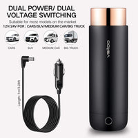 H1 black self heating thermos of Vsitoo, the heated travel mug with 15oz, and suit for cars, suv, medium car or big truck.