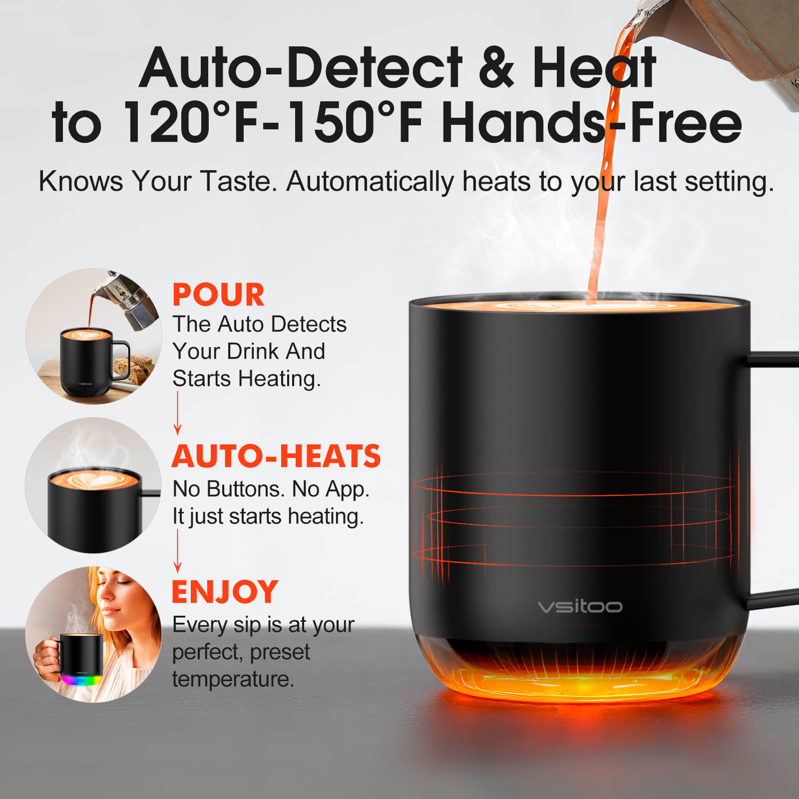Smart Mug S6 Plus RGB Heated Coffee Mug - VSITOO