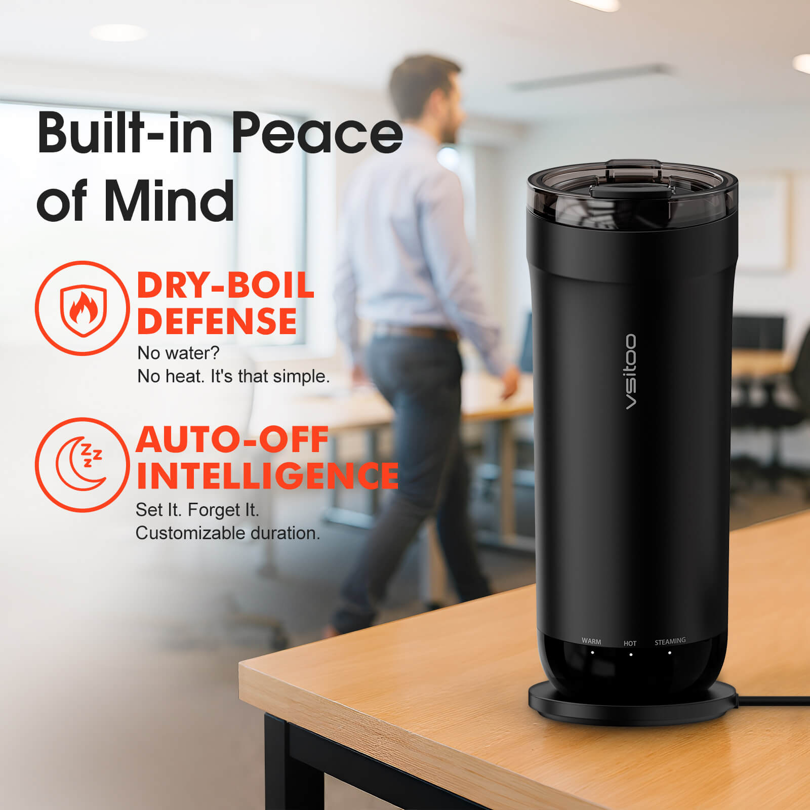 [AGwet トルネード]5mm Super Warm （2024年モデル） VSITOO AI Self-Heated Coffee Travel Mug-S5 - VSITOO