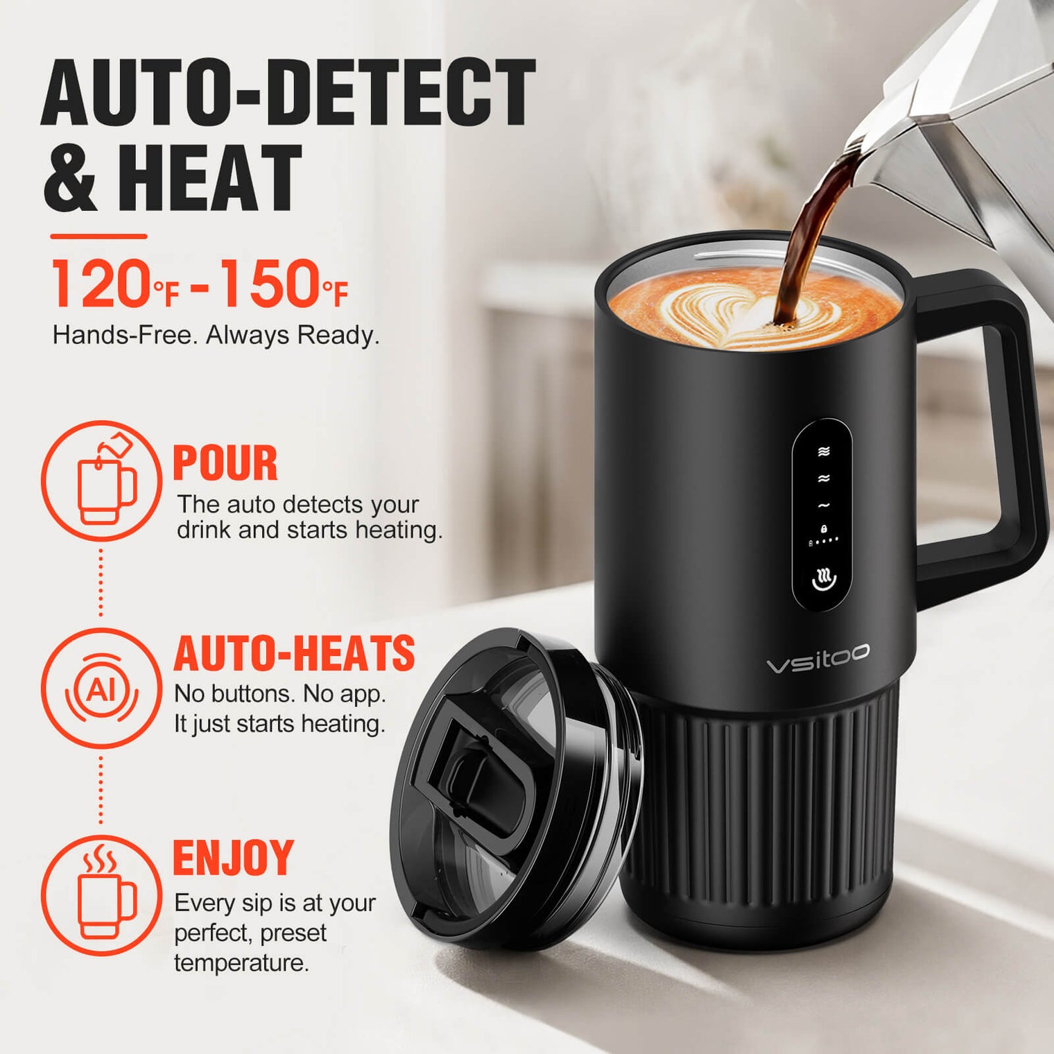 VSITOO AI Self-Heated Coffee  Travel Mug-S5 Pro