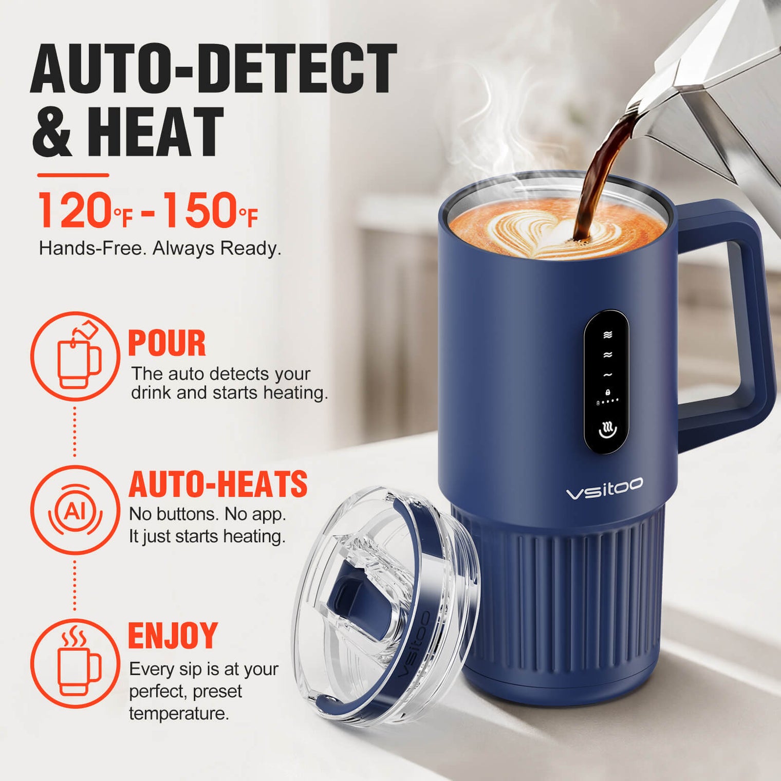 VSITOO AI Self-Heated Coffee  Travel Mug-S5 Pro