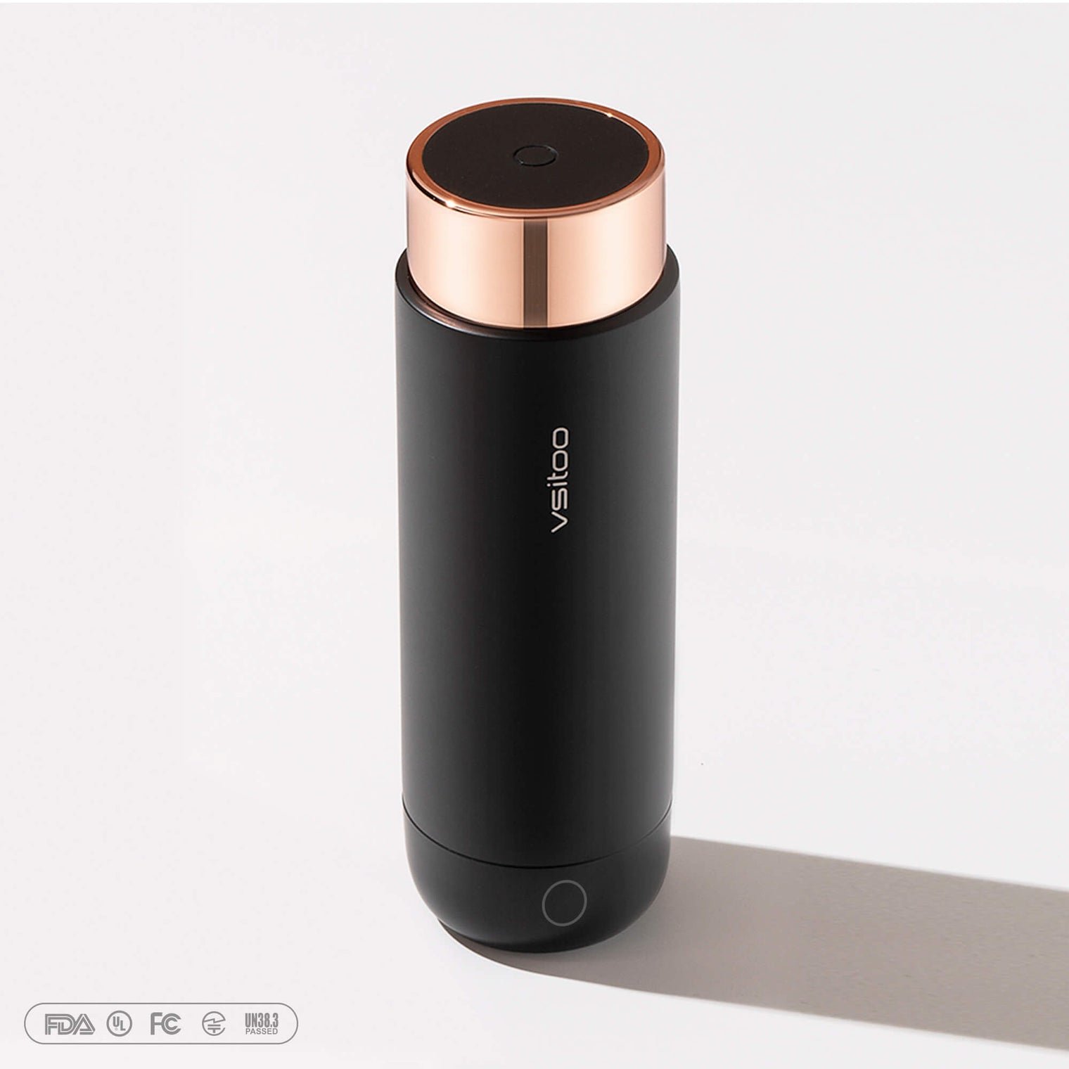 Vsitoo heated coffee travel mug H1 with black color, which can self heating coffee.