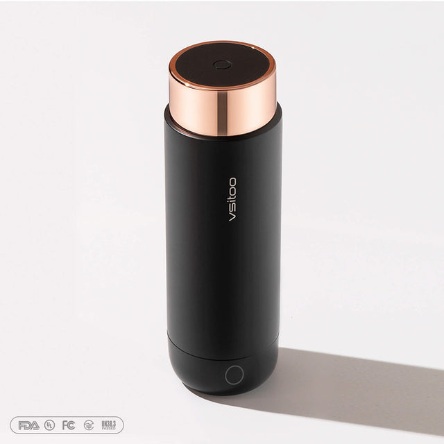 Vsitoo heated coffee travel mug H1 with black color, which can self heating coffee.